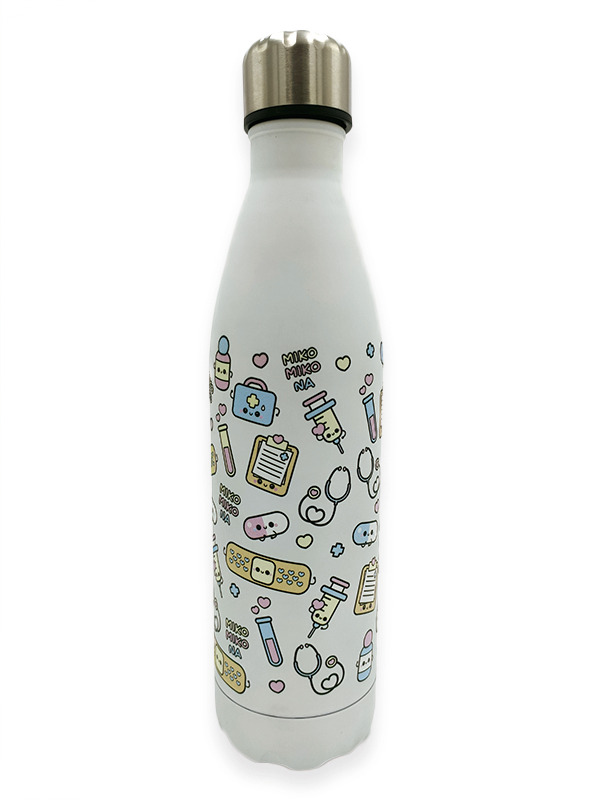 Botella Térmica Acero Inoxidable 750ml | Modelo Sanitario (Blanca Mate)