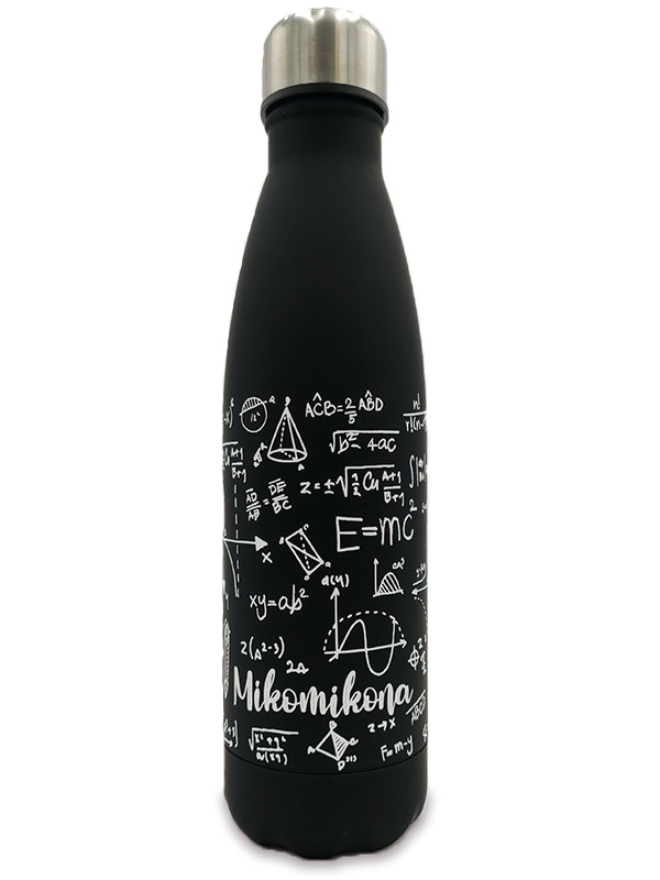 Botella Térmica Acero Inoxidable 500ml | Modelo Ecuaciones (Negra Mate)