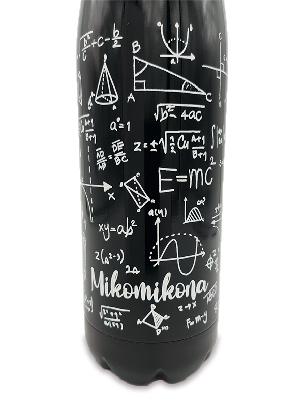 Botella Térmica Acero Inoxidable 1 Litro | Modelo Ecuaciones (Negra Brillante)