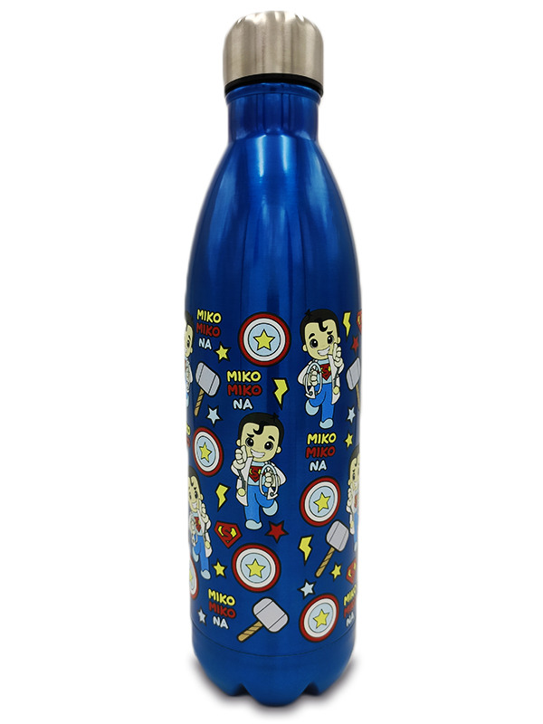 Botella Térmica Acero Inoxidable 1 Litro | Modelo Súper Héroe (Azul Metalizado)