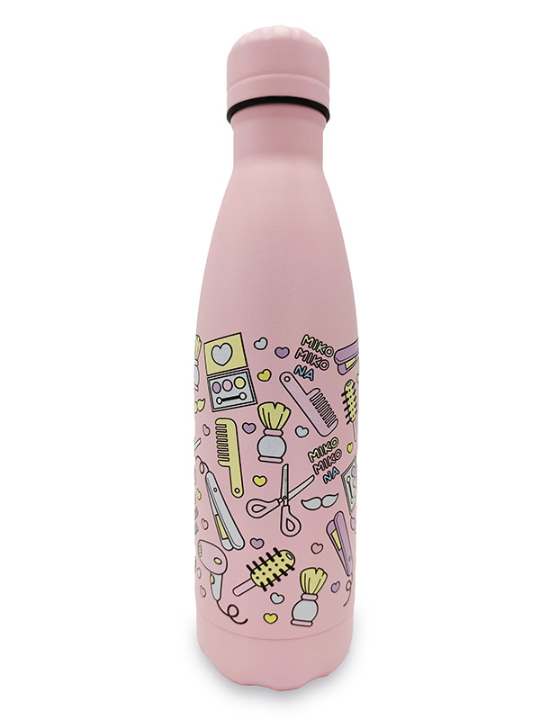 Botella Térmica Acero Inoxidable 500ml | Modelo Peluquería (Rosa Bebé)