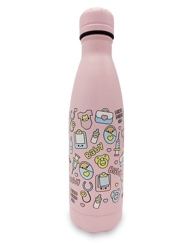 Botella Térmica Acero Inoxidable 500ml | Modelo Pediatría (Rosa Bebé)