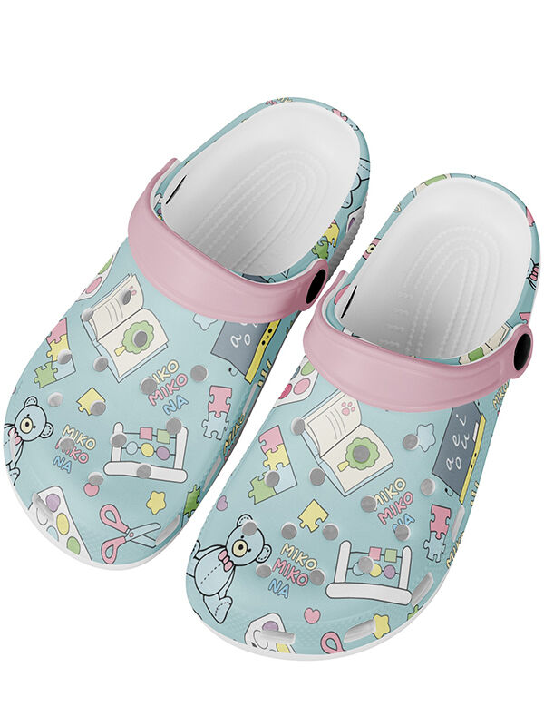 Zuecos modelo Educación Infantil (Azul Empolvado) Suela Blanca