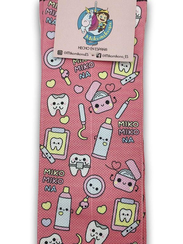 Calcetín Compresivo Anti-Fúngico Diseño Dentista | Color Rosa